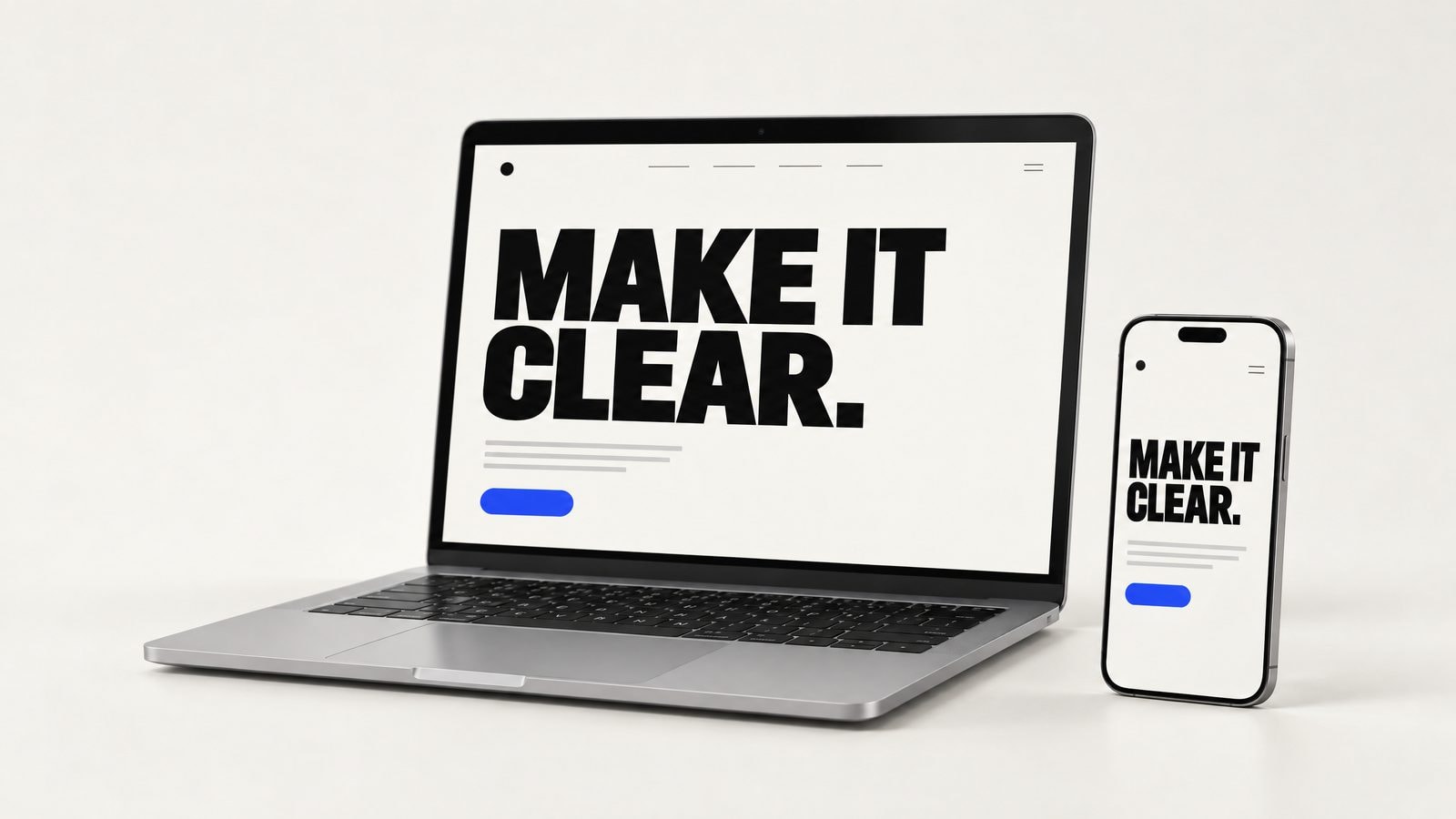 Concept study visual: laptop and phone showing a clean editorial website layout